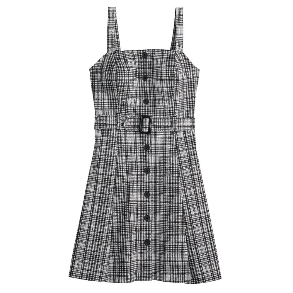 Black and Grey Plaid Dress